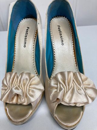 Zapatos tacón beige boda - talla 36
