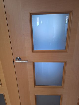 Puertas salón madera cristal