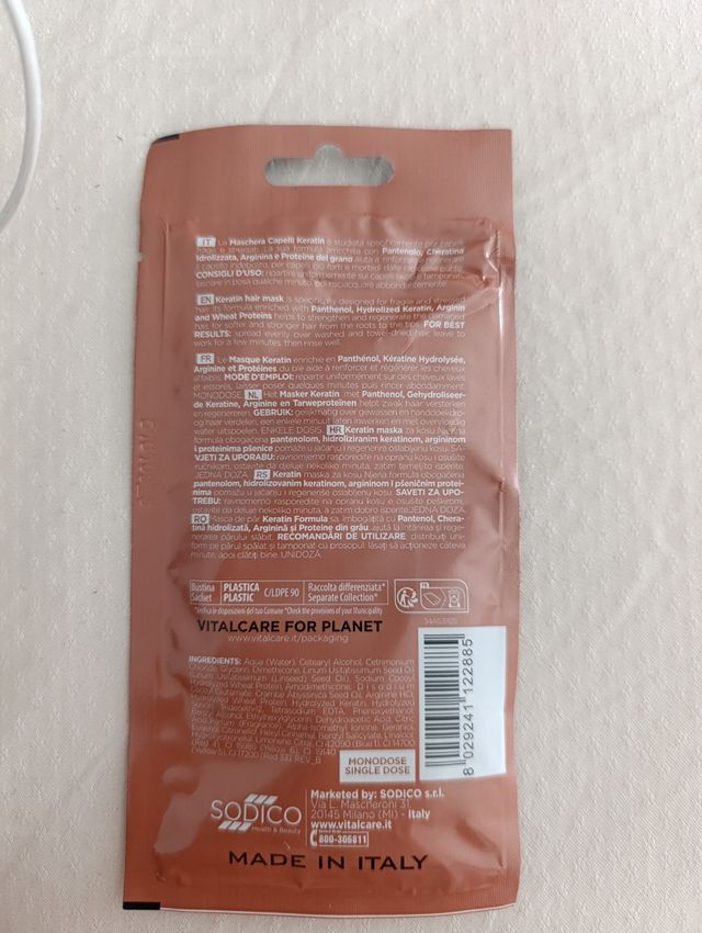 Maschera capelli Vitalcare - Rinforzante 25ml