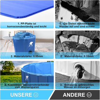 Piscina per cani grandi e piccoli, pieghevole, per