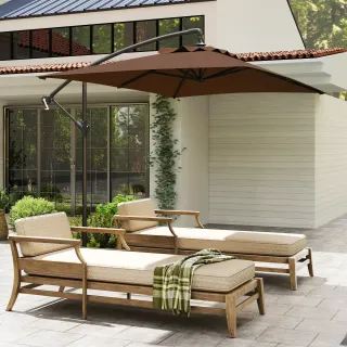 Sombrilla Jardin 2.94x1.93m Marrón