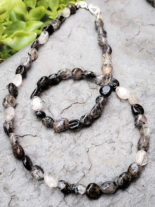 Collar y Pulsera Cuarzo Turmalina Negra