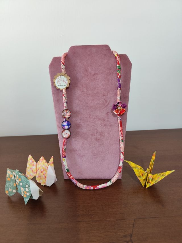 Collana Chirimen: Rosa e Rossa