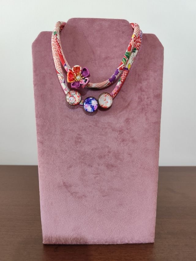 Collana Chirimen: Rosa e Rossa