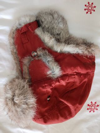 Gorro invierno burdeos con pelo de conejo 