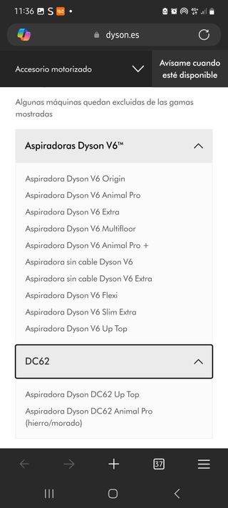 Accesorios Dyson: cepillo y cargador