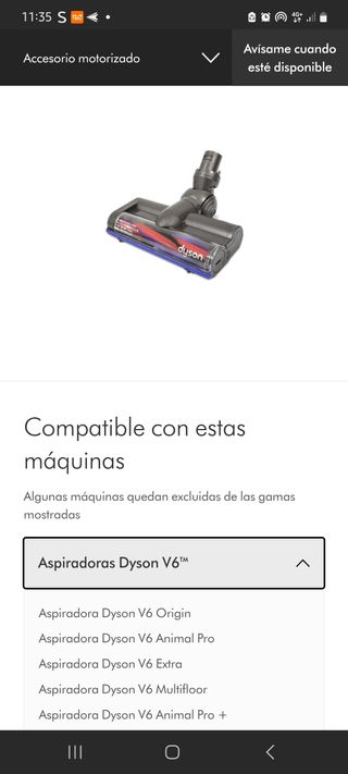 Accesorios Dyson: cepillo y cargador