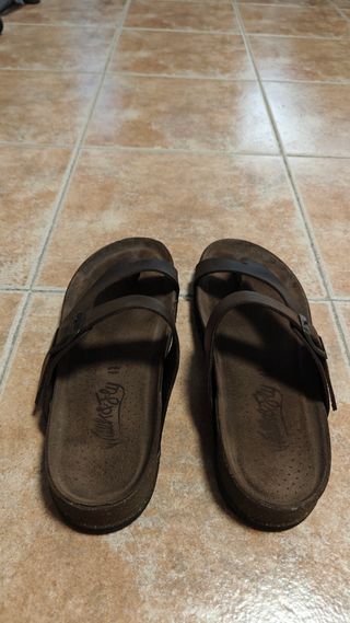 Sandalias hombre Walk & Fly de piel marrón 43