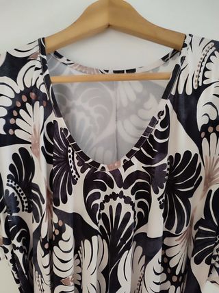 Vestido largo estampado blanco y negro - Talla úni