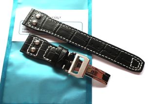 Cinturino 22mm in pelle nera 22/18mm stile Pilot IWC