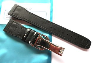 Cinturino 22mm in pelle nera 22/18mm stile Pilot IWC