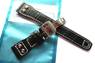 Cinturino 22mm in pelle nera 22/18mm stile Pilot IWC