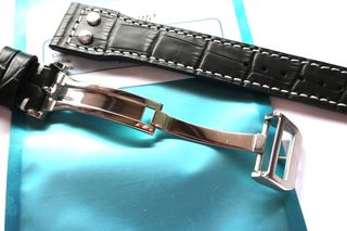Cinturino 22mm in pelle nera 22/18mm stile Pilot IWC