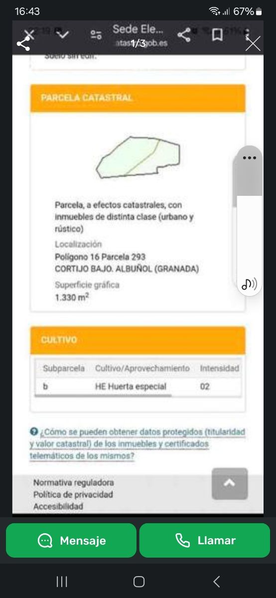 Solar urbano-rustico 1330m2 