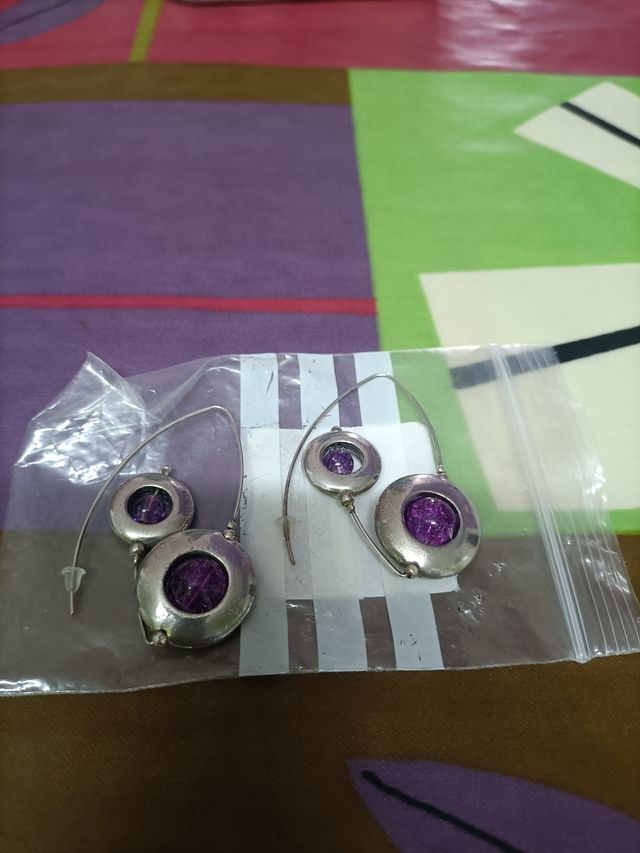 Pendientes Morados Plata