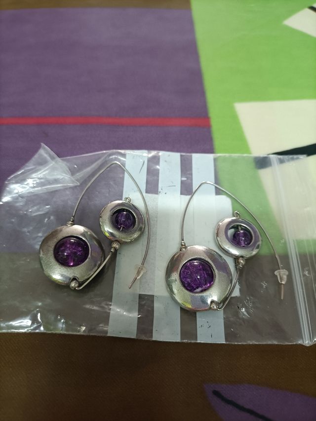 Pendientes Morados Plata