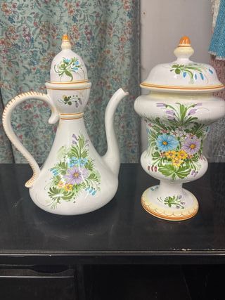 Set Ceramica Vintage: Caraffa & Porta Biscotti