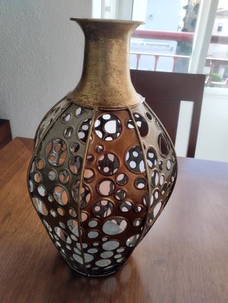 Jarrón metal dorado-marrón