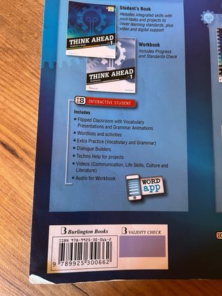Libro texto ingles 1 ESO. THINK AHEAD. Burlington