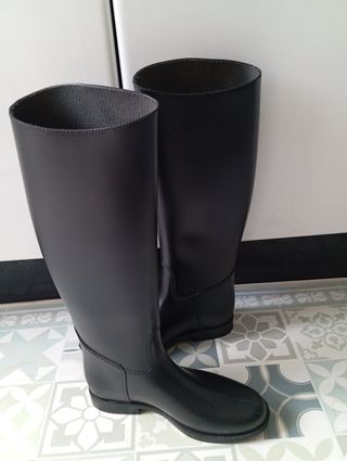 Botas equitación goma mujer negras