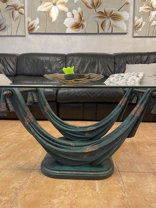 Mesa comedor+ mesa centro cristal+ 6 sillas tapiza