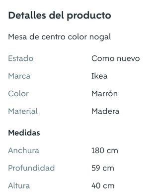 Mesa centro ovalada madera nogal