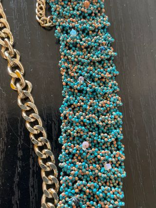 Cinturón ideal , dorado y turquesa