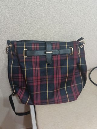Bolso bandolera cuadros rojo-negro
