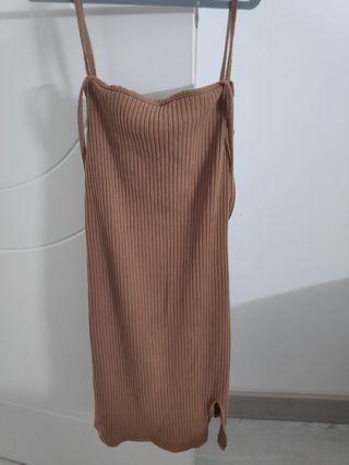 Vestido canalé marrón Pull&Bear