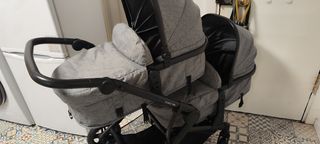 Carrito gemelar Hauck como  nuevo negro y gris