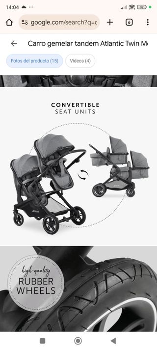 Carrito gemelar Hauck como  nuevo negro y gris
