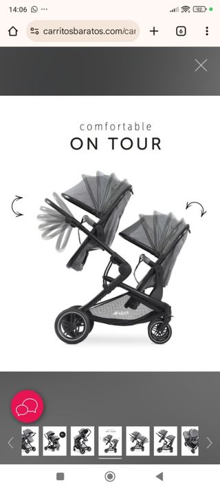 Carrito gemelar Hauck como  nuevo negro y gris