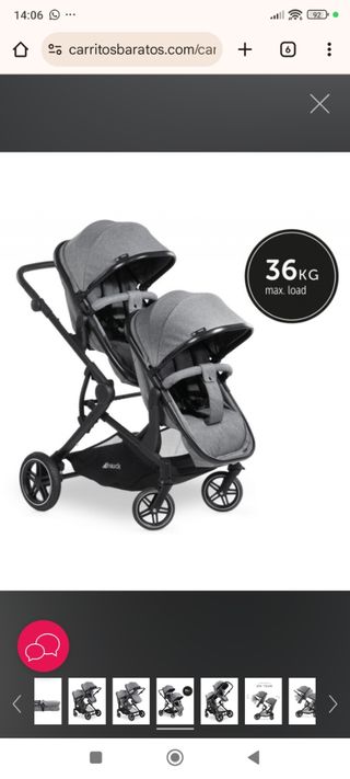 Carrito gemelar Hauck como  nuevo negro y gris