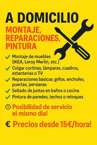 Reparaciones hogar: Montajes, Pintura, albañilería