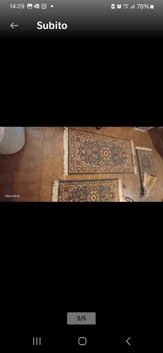 3Tappeti lana blu 80x160cm vedi misure