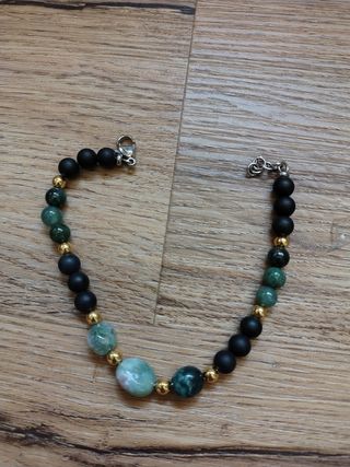 Braccialetto uomo pietre verdi e nere