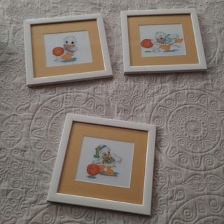 3 Cuadros Bordados Patitos