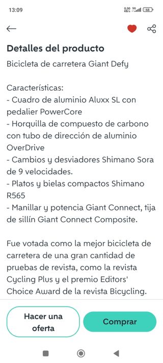 Bicicleta carretera Giant Defy