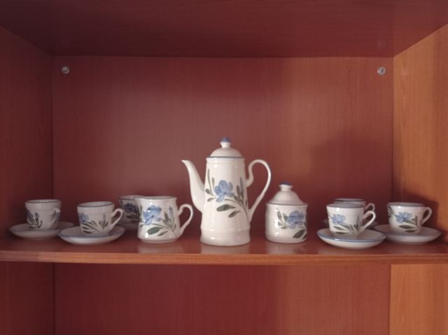 Juego café porcelana azul | Juego limonada cristal