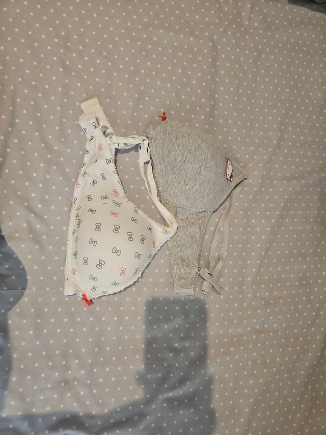 2 Sujetadores Hello Kitty - Gris y Blanco