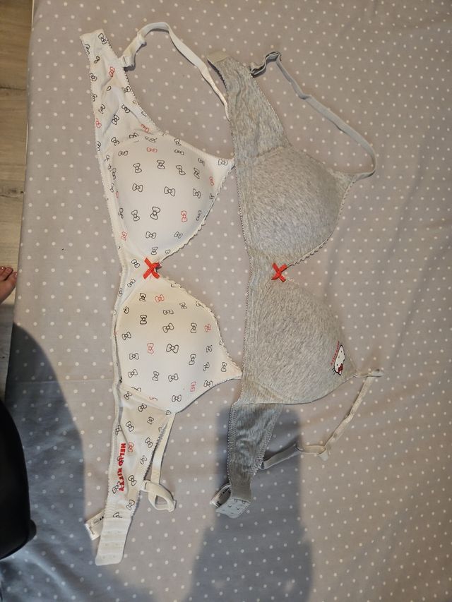 2 Sujetadores Hello Kitty - Gris y Blanco