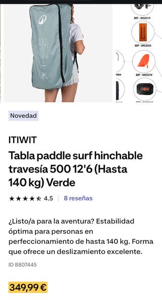 Tabla Paddle Surf ITIWIT 500 hinchable 12'6