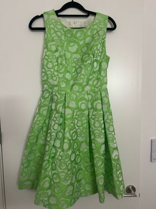 Vestido cóctel verde estampado Teria Yabar