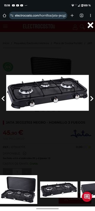 Hornillo Nuevo + bombona vacía + soporte bombona.