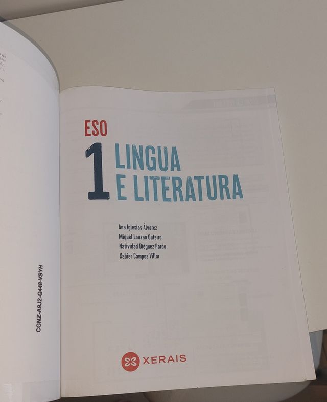 Lingua e literatura 1 de la ESO. Sin subrayar.
