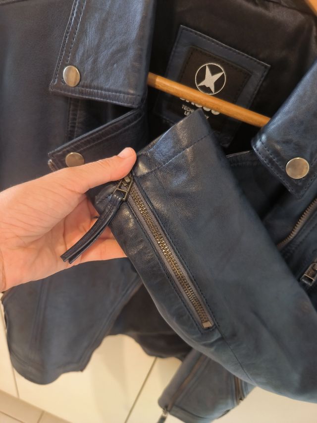 Chaqueta cuero CASCO azul talla S