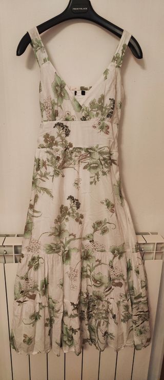 Vestito floreale verde e bianco tg S