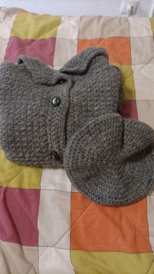 Chaqueta lana gris artesanal + gorro