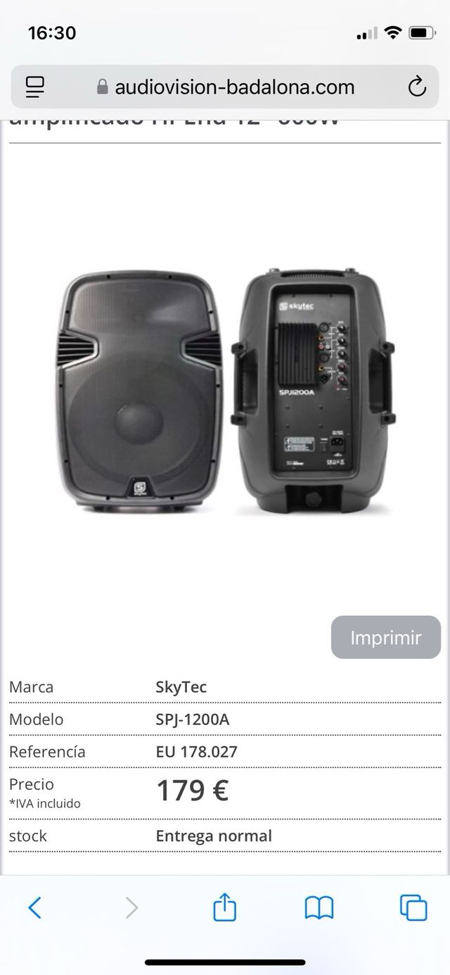 Altavoz Skytec SPJ1200A - Negro