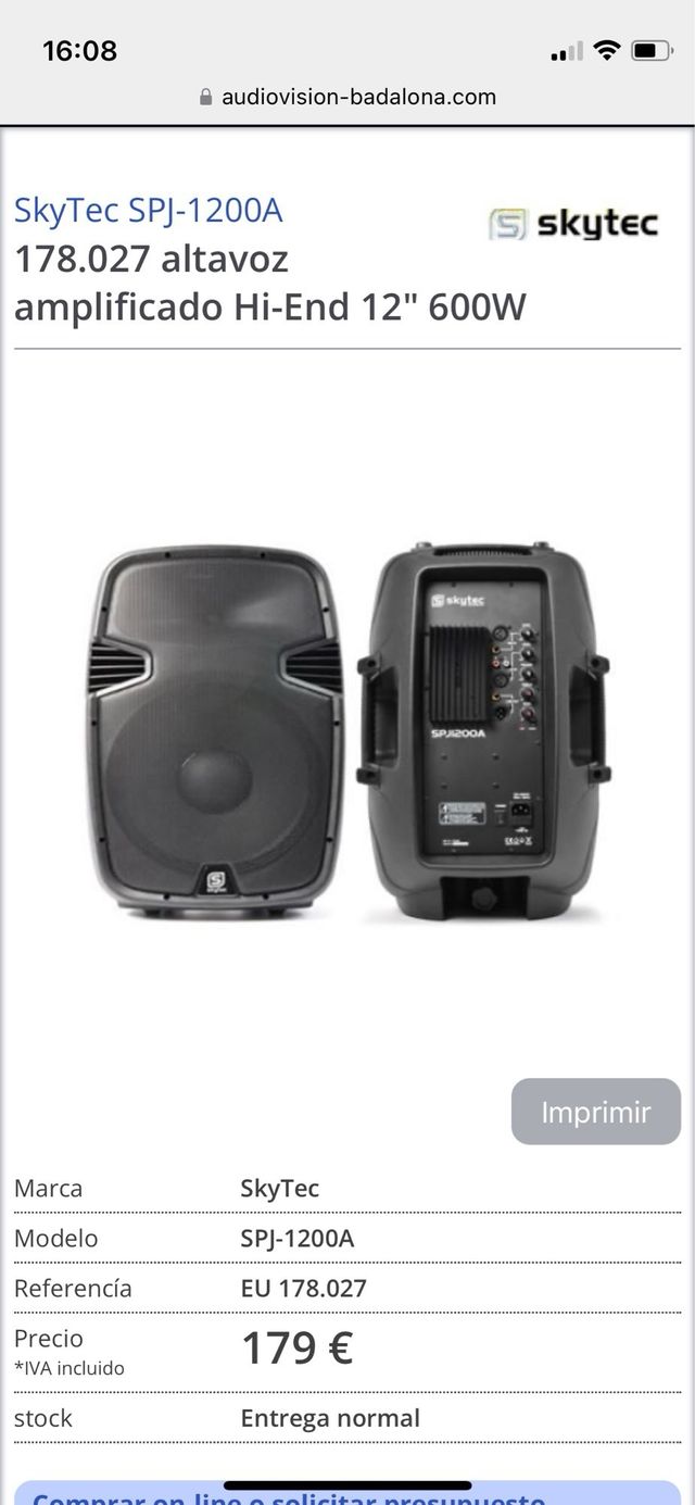 Altavoz Skytec SPJ1200A - Negro